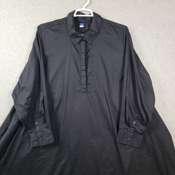 Old Navy 100% Cotton Black LS Knee Length Shirt Dress Women's Plus 3X - Picture 2 of 12